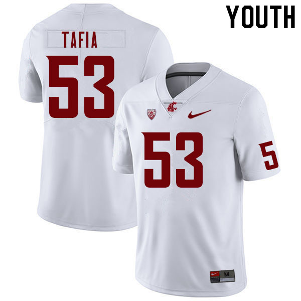 Youth #53 Jernias Tafia Washington State Cougars College Football Jerseys Sale-White - Click Image to Close